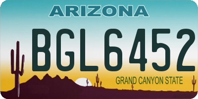 AZ license plate BGL6452