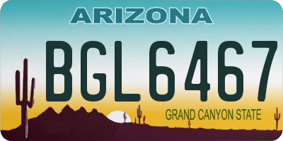 AZ license plate BGL6467