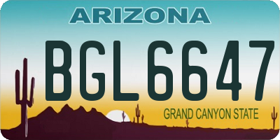 AZ license plate BGL6647