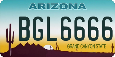 AZ license plate BGL6666