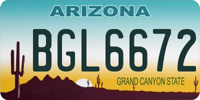 AZ license plate BGL6672