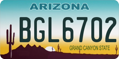 AZ license plate BGL6702