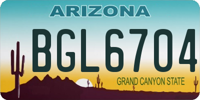AZ license plate BGL6704