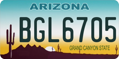AZ license plate BGL6705