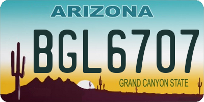 AZ license plate BGL6707