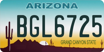 AZ license plate BGL6725