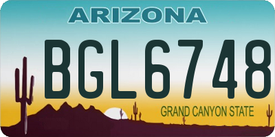 AZ license plate BGL6748