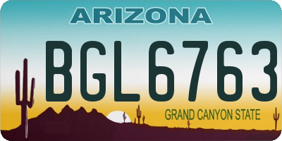AZ license plate BGL6763