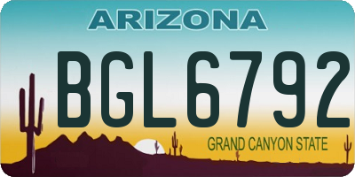 AZ license plate BGL6792