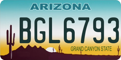 AZ license plate BGL6793