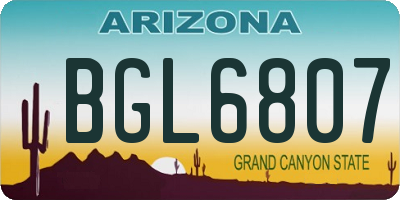 AZ license plate BGL6807