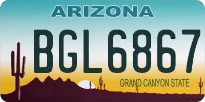 AZ license plate BGL6867