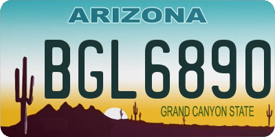 AZ license plate BGL6890