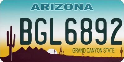 AZ license plate BGL6892