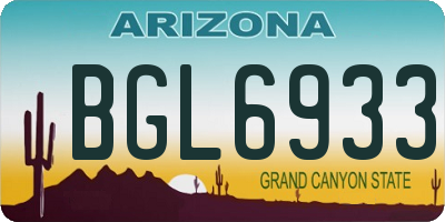 AZ license plate BGL6933