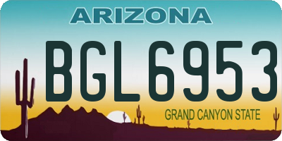 AZ license plate BGL6953
