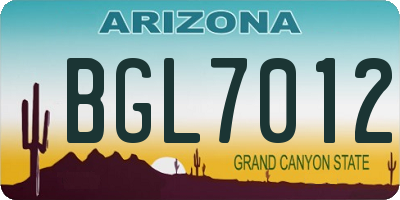 AZ license plate BGL7012