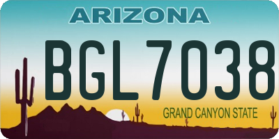 AZ license plate BGL7038