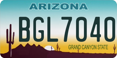 AZ license plate BGL7040