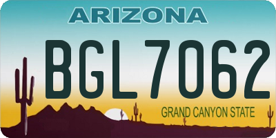 AZ license plate BGL7062