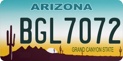 AZ license plate BGL7072