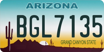 AZ license plate BGL7135