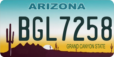 AZ license plate BGL7258