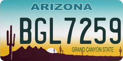AZ license plate BGL7259