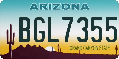 AZ license plate BGL7355