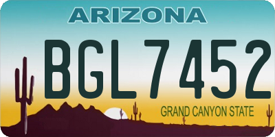 AZ license plate BGL7452