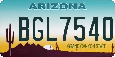 AZ license plate BGL7540