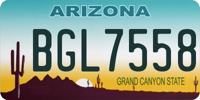 AZ license plate BGL7558