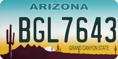 AZ license plate BGL7643