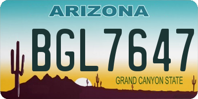 AZ license plate BGL7647