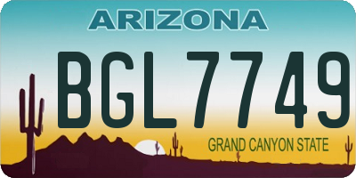 AZ license plate BGL7749