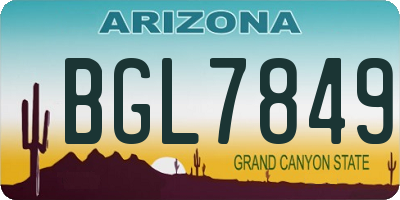 AZ license plate BGL7849