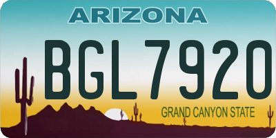 AZ license plate BGL7920