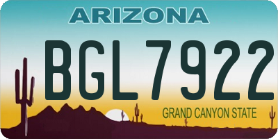 AZ license plate BGL7922