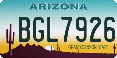 AZ license plate BGL7926