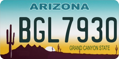 AZ license plate BGL7930