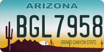 AZ license plate BGL7958