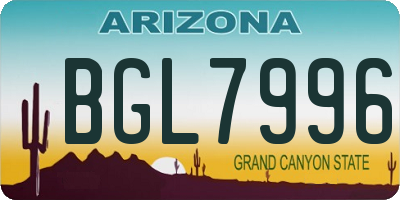 AZ license plate BGL7996