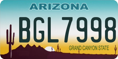 AZ license plate BGL7998
