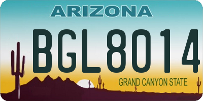 AZ license plate BGL8014