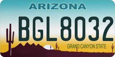 AZ license plate BGL8032
