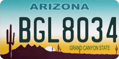 AZ license plate BGL8034