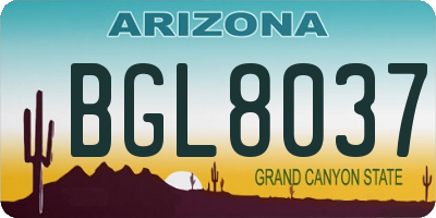 AZ license plate BGL8037