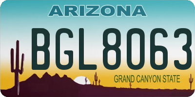 AZ license plate BGL8063
