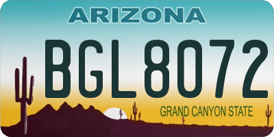 AZ license plate BGL8072
