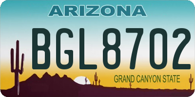 AZ license plate BGL8702